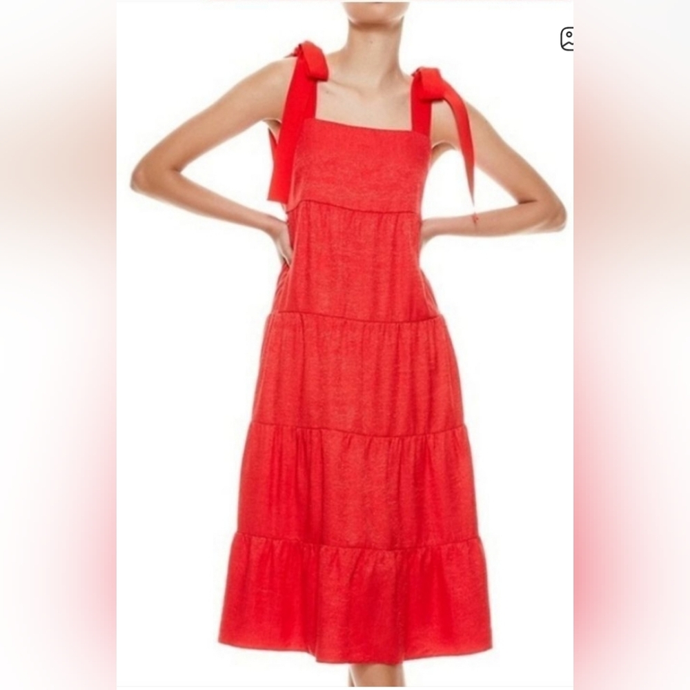 ALICE& + OLIVIA Cynthia Tie Shoulder Midi‎ Dress